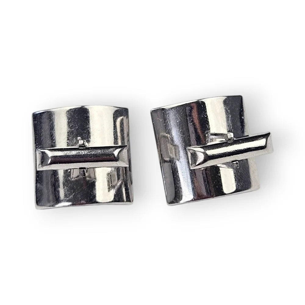 Swank Arts Of The World Cufflinks Venice Man Shell Hat Rhodium Plated Vtg 1961